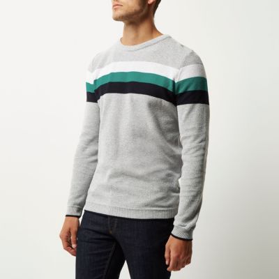 Grey chest stripe jumper